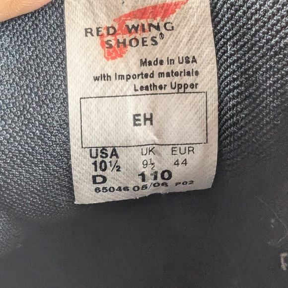Red Wing Shoes Men 10.5 D Black Leather 110 EH Hard Toe Work Safety - Picture 8 of 8